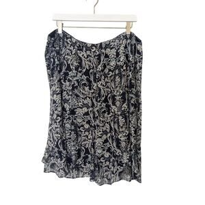 PENDLETON 100% Silk Paisley Midi Length Skirt Black Cream Women Size 18